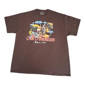 CVLA All American Shirt Men's Large Brown July 4 1776 Eagle Motorcycle Tee